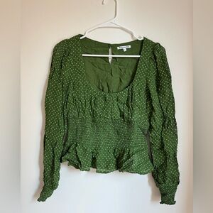 Reformation Green Polka-Dot Top | Size 6